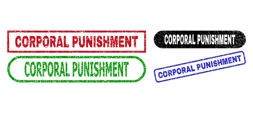 CORPORAL PUNISHMENT Rectangle Stamps Using Unclean Style Stock Illustration