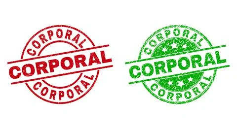 CORPORAL Round Stamps with Corroded Style Stock Illustration