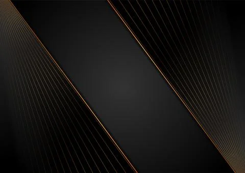 Corporate abstract background with black material and golden lines Illustrazione stock