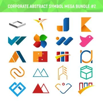 Corporate Abstract Symbol Mega Bundle Pack Design 2 Stock Illustration