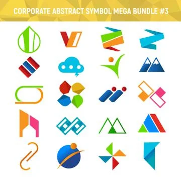 Corporate Abstract Symbol Mega Bundle Pack Design 3 Stock Illustration