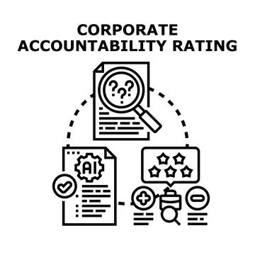 Corporate accountability rating process analyzing and reviewing data Stock Illustration