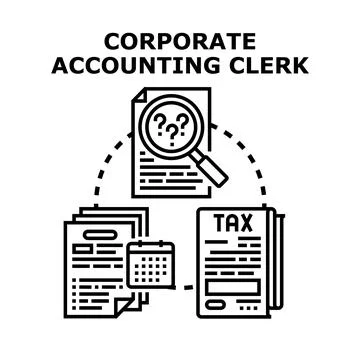 Corporate accounting clerk finding solutions for financial reports Stock Illustration