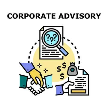 Corporate advisory concept analyzing business strategy and financial decision Stock Illustration