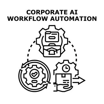 Corporate ai workflow automation optimizing business processes Stock Illustration