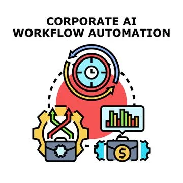 Corporate ai workflow automation optimizing business efficiency Stock Illustration