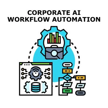 Corporate ai workflow automation system process イラスト素材