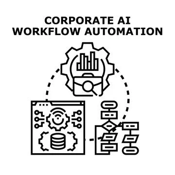 Corporate ai workflow automation system process イラスト素材