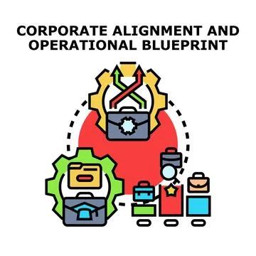 Corporate alignment and operational blueprint vector illustration イラスト素材