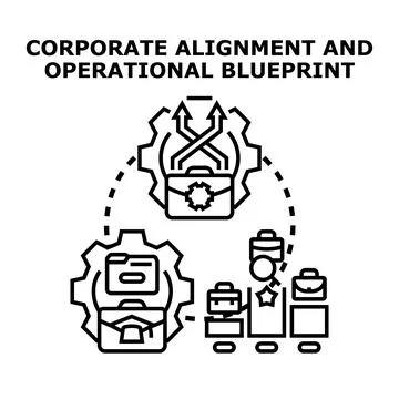 Corporate alignment and operational blueprint vector illustration イラスト素材