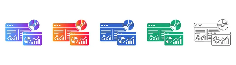 Corporate Analytics and Data Visualization Icons 스톡 일러스트