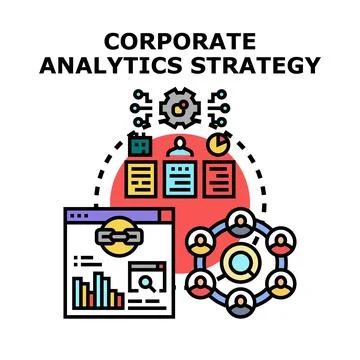 Corporate analytics strategy developing business data management Illustrazione stock
