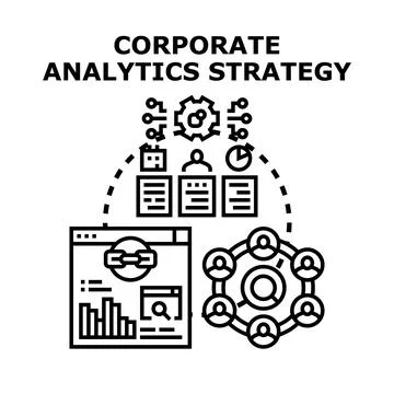 Corporate analytics strategy developing business data management Stock Illustration