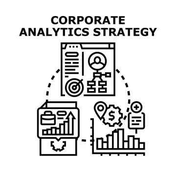 Corporate analytics strategy planning and business development Illustrazione stock