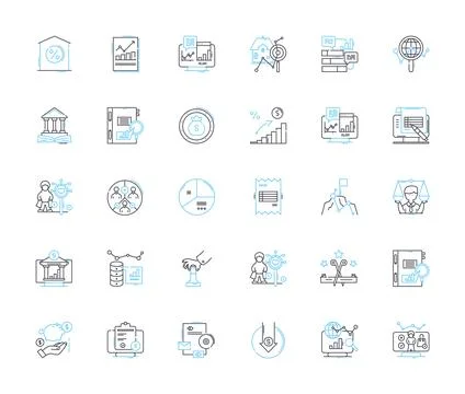 Corporate audit linear icons set. Compliance, Risk, Analysis, Evaluation, Review Stockillustratie