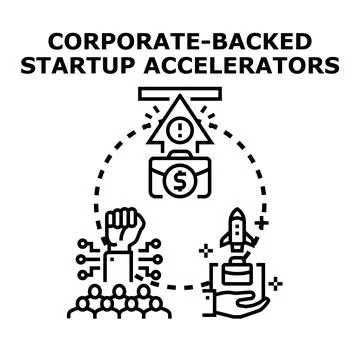 Corporate backed startup accelerators concept vector icon Stock Illustration