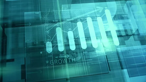 Corporate background from an array of infographics in strict blue colors. Stock Footage 142299919