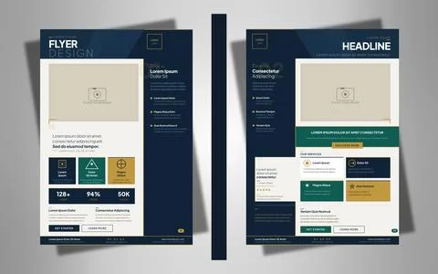Corporate Bifold Flyer Template A4 Set Vector Business Stock Illustration