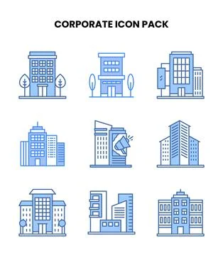 Corporate Blue Bundle Icons Pack Stock Illustration