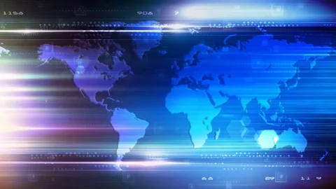 Corporate Blue World Map Pan 4K Loop Stock Footage 73900358
