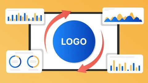 Corporate Branding and Data Analytics Integration Concept Stock Illustration