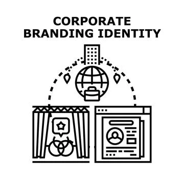 Corporate branding identity concept developing business strategy Stock Illustration