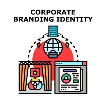 Corporate branding identity concept developing business strategy Stock Illustration