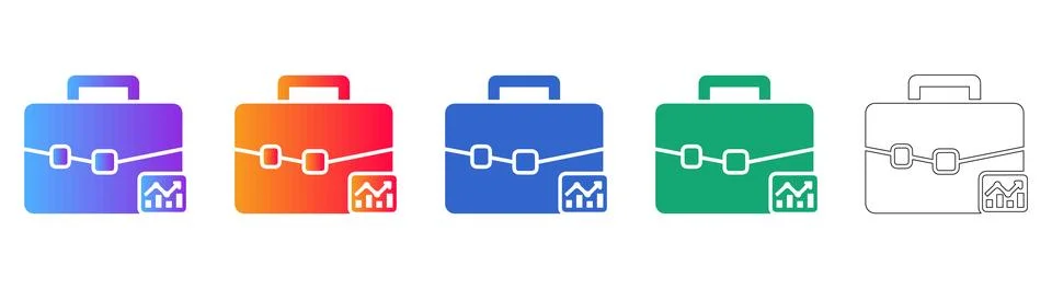 Corporate Briefcase and Analytics Dashboard Icons Stockillustratie