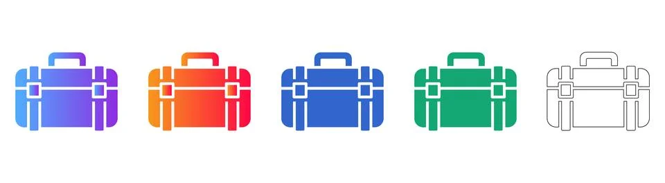 Corporate Briefcase Vector Icon Set Stock Illustration