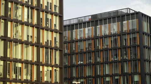 Corporate building office pattern design, with vanishing blinds in Warsaw Vídeos de archivo 93426436