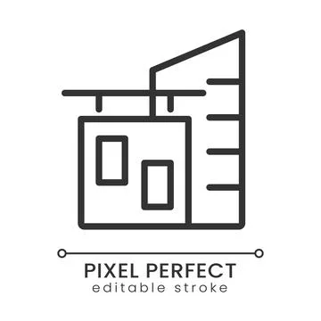 Corporate building pixel perfect linear icon Ilustración de archivo