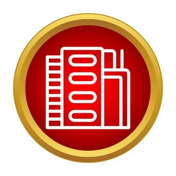Corporate building skyscraper icon on red gold circle Ilustración de archivo