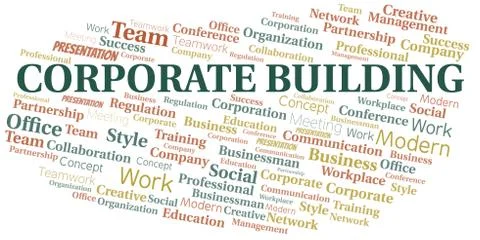 Corporate Building vector word cloud, made with text only. Ilustración de archivo