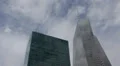 Corporate Buildings Airplane flight over The Bank of America Tower New York City HD Footage