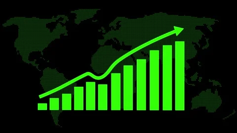 Corporate Business Performance Animation with Rising Analytics Graph Stock Footage 337010032