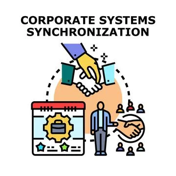Corporate business systems synchronization concept illustration Stock Illustration