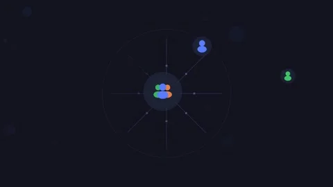 Corporate circular hub org chart. Flat design, dark mode Stock Footage 342621878