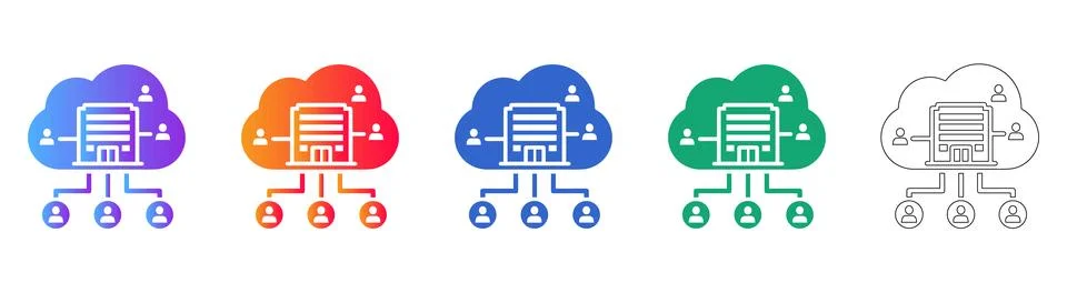 Corporate Cloud Networking Icons Stock Illustration