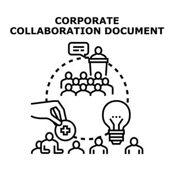 Corporate collaboration document concept representing teamwork discussion Stock Illustration