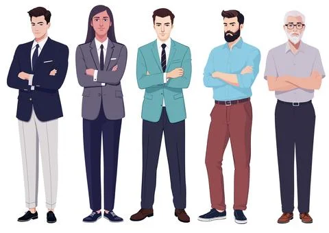 Corporate Command: Vector Illustration of Business Executives Stock Illustration
