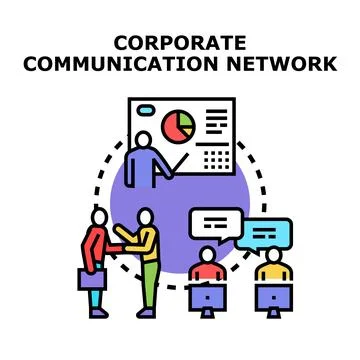 Corporate communication network creating shared information flow 스톡 일러스트