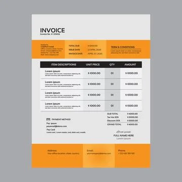 Corporate Company invoice design template Stock Illustration