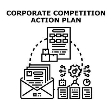 Corporate competition action plan strategy implementing business goals Illustrazione stock