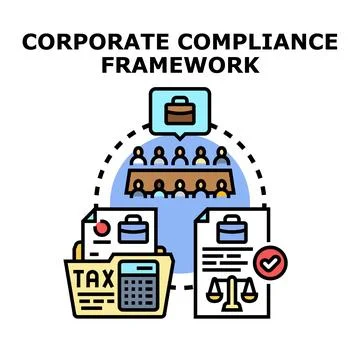 Corporate compliance framework managing business regulations and legal Stock Illustration