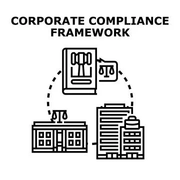 Corporate compliance framework managing law and business processes Stock Illustration