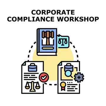 Corporate compliance workshop concept managing regulations Stock Illustration