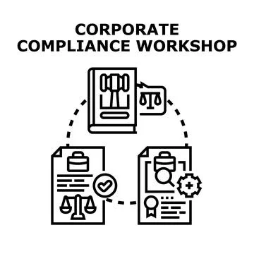 Corporate compliance workshop concept managing regulations Stock Illustration