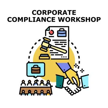 Corporate compliance workshop training and legal regulation Illustrazione stock