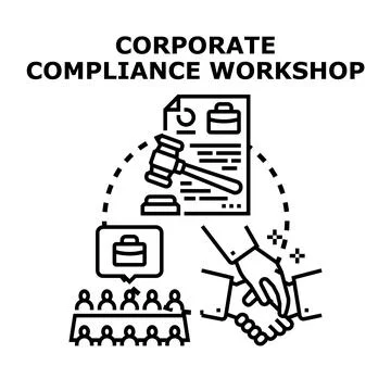 Corporate compliance workshop training and legal regulation Stock Illustration