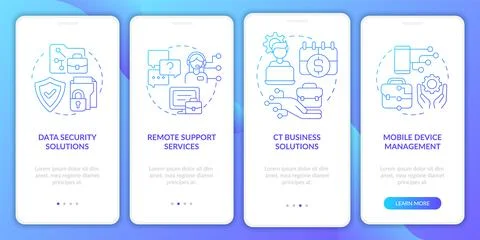 Corporate computer services blue gradient onboarding mobile app screen イラスト素材